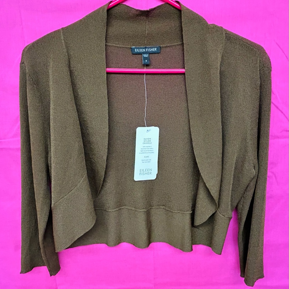 Eileen Fisher Women's Cropped Brown Shrug Sweater